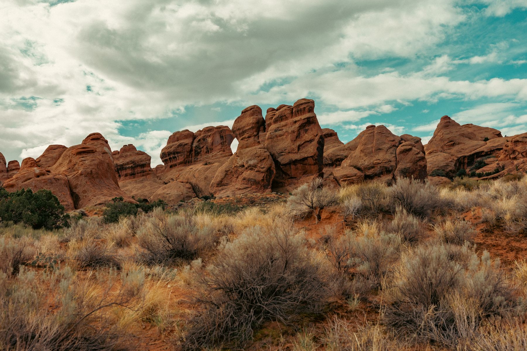 Sky Rock Formations and Desert Scrub